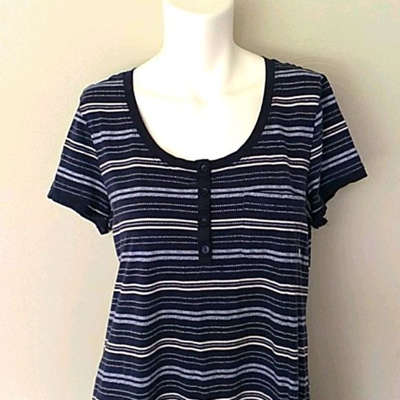 Lucky Brand Blue Stripe T Shirt Trapeze Dress - Picture 2 of 9